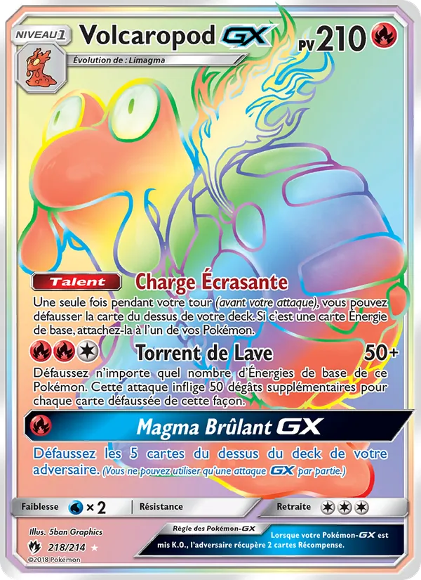 Carte Pokémon Volcaropod GX de l'extension Tonnerre Perdu