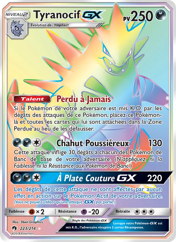 Carte Pokémon Tyranocif GX de l'extension Tonnerre Perdu