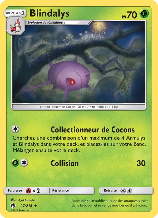 Carte Pokémon Blindalys de l'extension Tonnerre Perdu