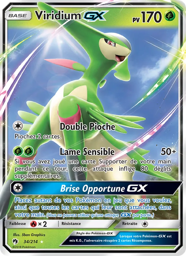 Carte Pokémon Viridium GX de l'extension Tonnerre Perdu