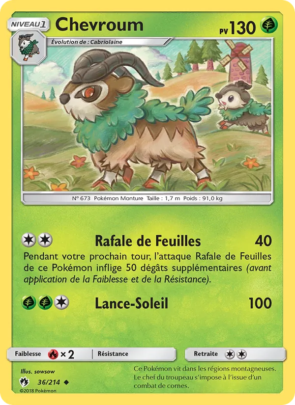 Carte Pokémon Chevroum de l'extension Tonnerre Perdu