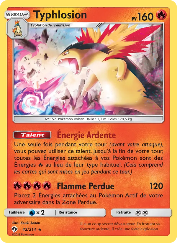 Carte Pokémon Typhlosion de l'extension Tonnerre Perdu