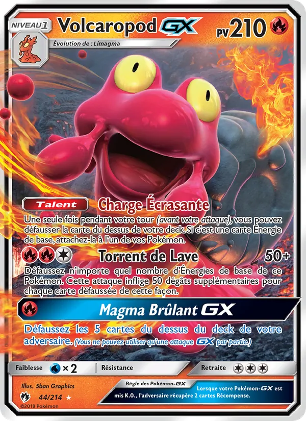 Carte Pokémon Volcaropod GX de l'extension Tonnerre Perdu