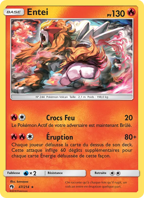 Carte Pokémon Entei de l'extension Tonnerre Perdu