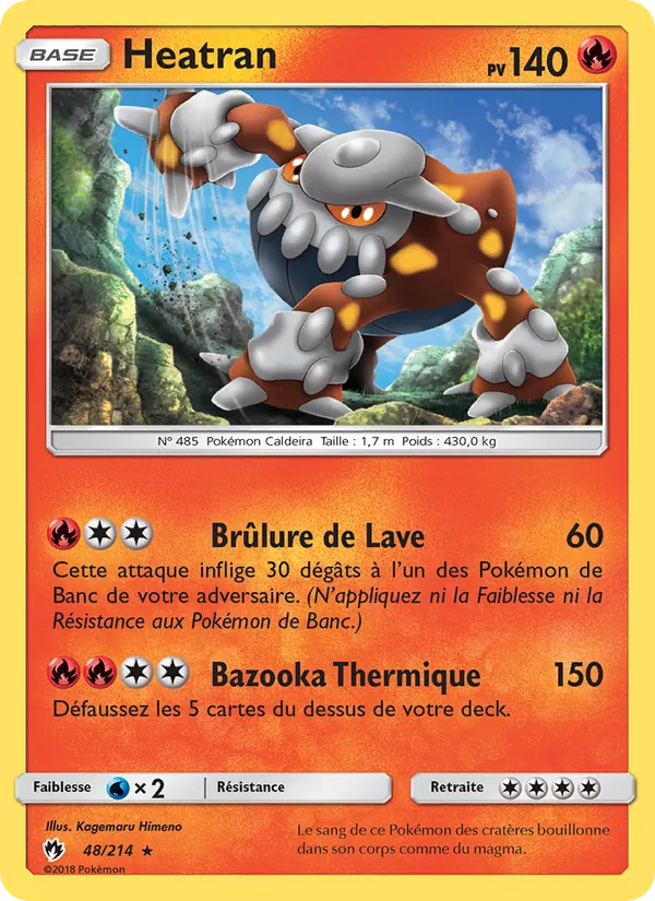 Carte Pokémon Heatran de l'extension Tonnerre Perdu