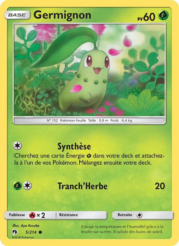 Carte Pokémon Germignon de l'extension Tonnerre Perdu