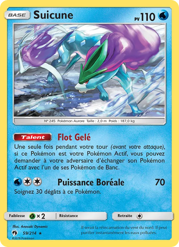Carte Pokémon Suicune de l'extension Tonnerre Perdu