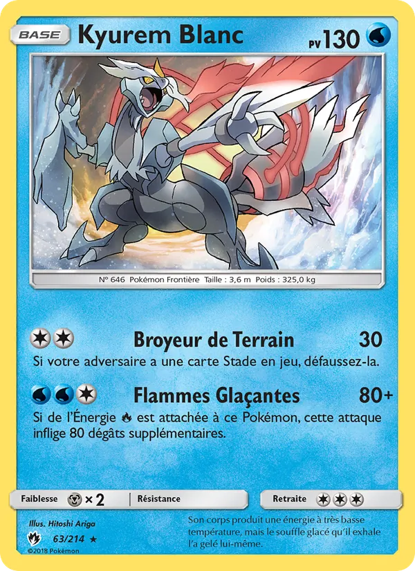 Carte Pokémon Kyurem Blanc de l'extension Tonnerre Perdu