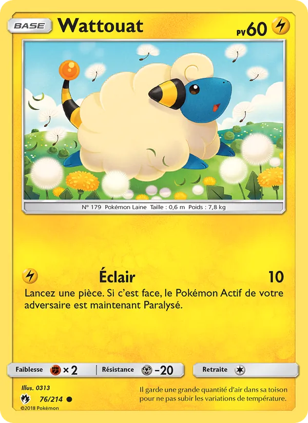Carte Pokémon Wattouat de l'extension Tonnerre Perdu