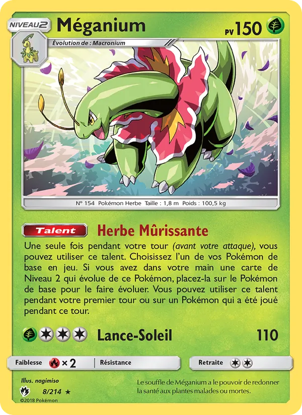 Carte Pokémon Méganium de l'extension Tonnerre Perdu