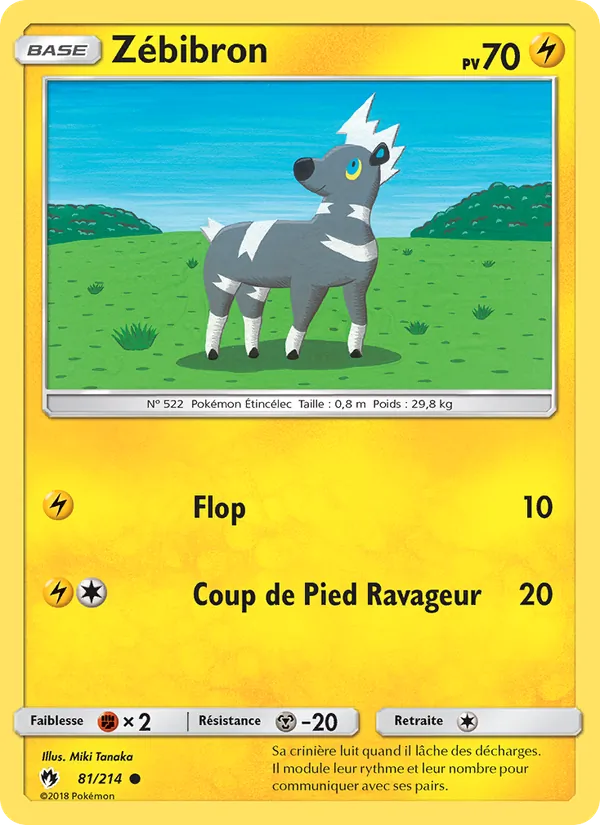 Carte Pokémon Zébibron de l'extension Tonnerre Perdu