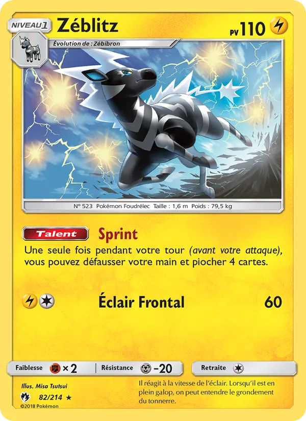 Carte Pokémon Zéblitz de l'extension Tonnerre Perdu