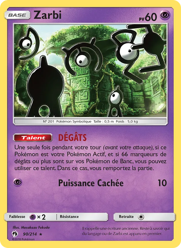 Carte Pokémon Zarbi de l'extension Tonnerre Perdu