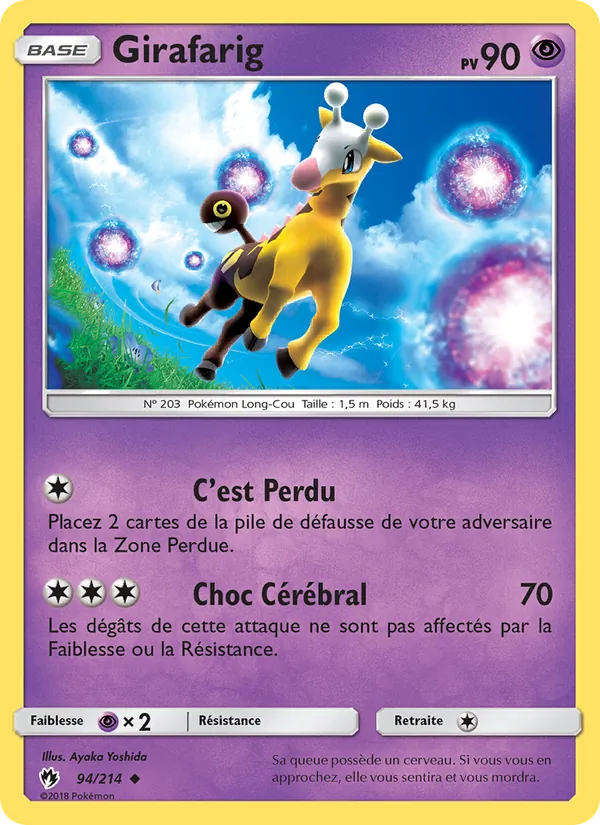 Carte Pokémon Girafarig de l'extension Tonnerre Perdu