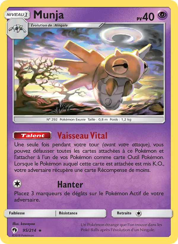 Carte Pokémon Munja de l'extension Tonnerre Perdu