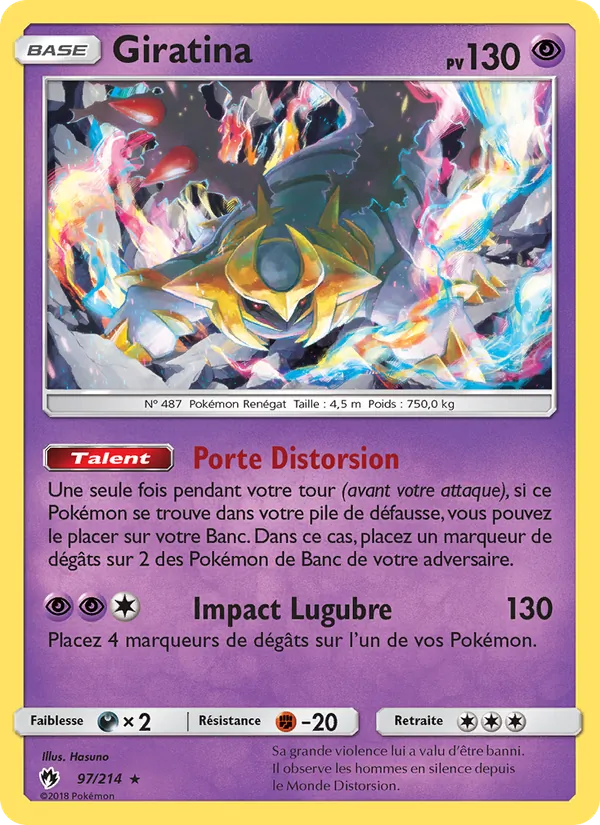 Carte Pokémon Giratina de l'extension Tonnerre Perdu