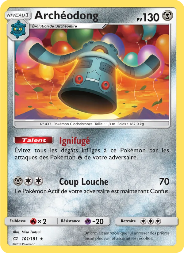 Carte Pokémon Archéodong de l'extension Duo de Choc