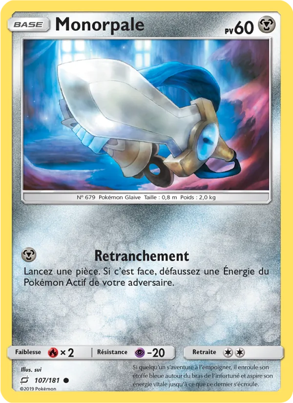 Carte Pokémon Monorpale de l'extension Duo de Choc