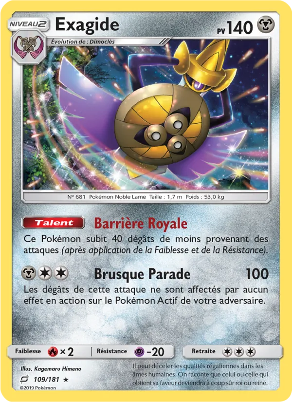 Carte Pokémon Exagide de l'extension Duo de Choc
