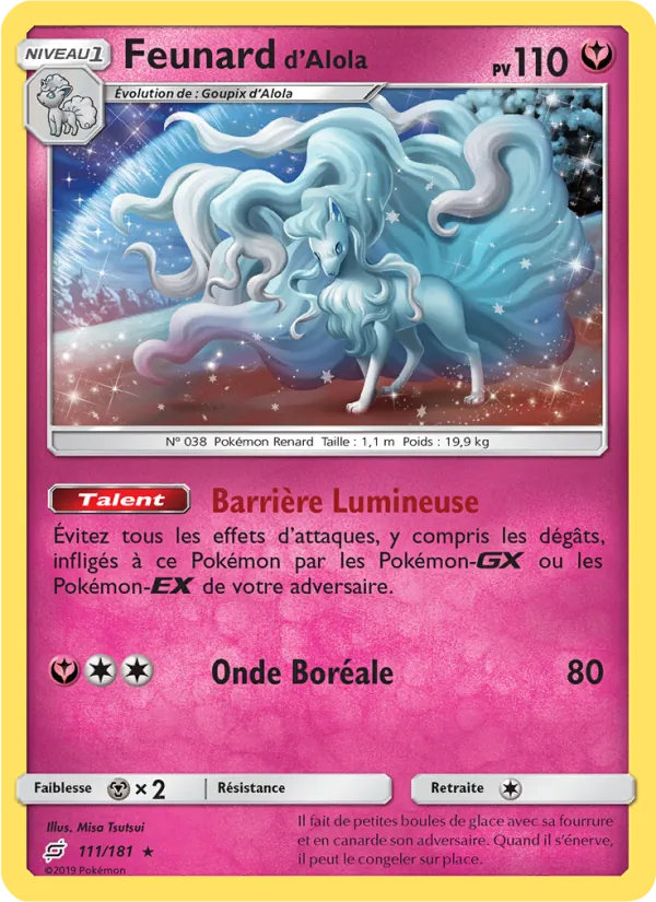 Carte Pokémon Feunard d’Alola de l'extension Duo de Choc