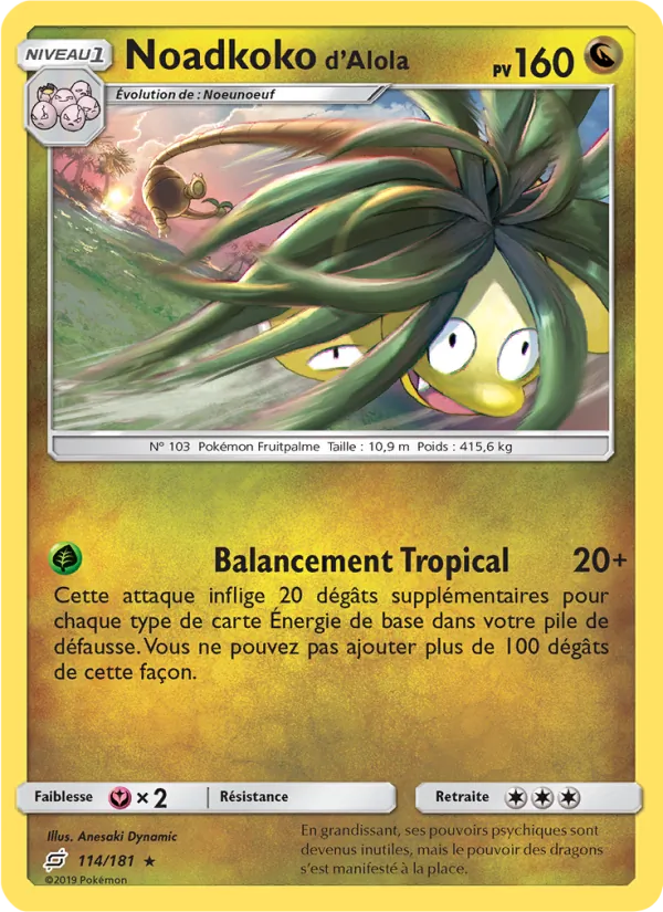 Carte Pokémon Noadkoko d’Alola de l'extension Duo de Choc