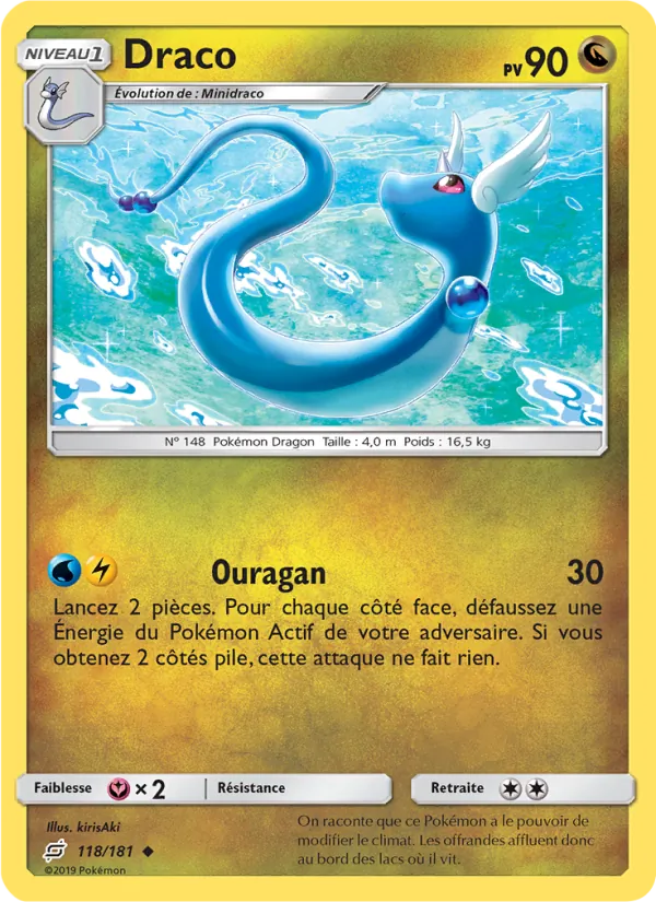 Carte Pokémon Draco de l'extension Duo de Choc