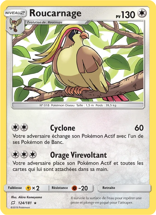 Carte Pokémon Roucarnage de l'extension Duo de Choc