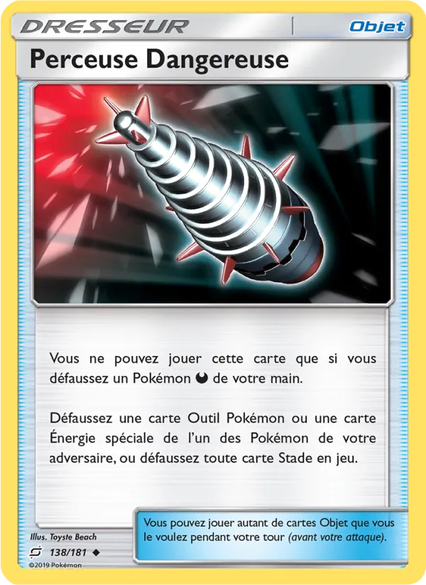 Carte Pokémon Perceuse Dangereuse de l'extension Duo de Choc