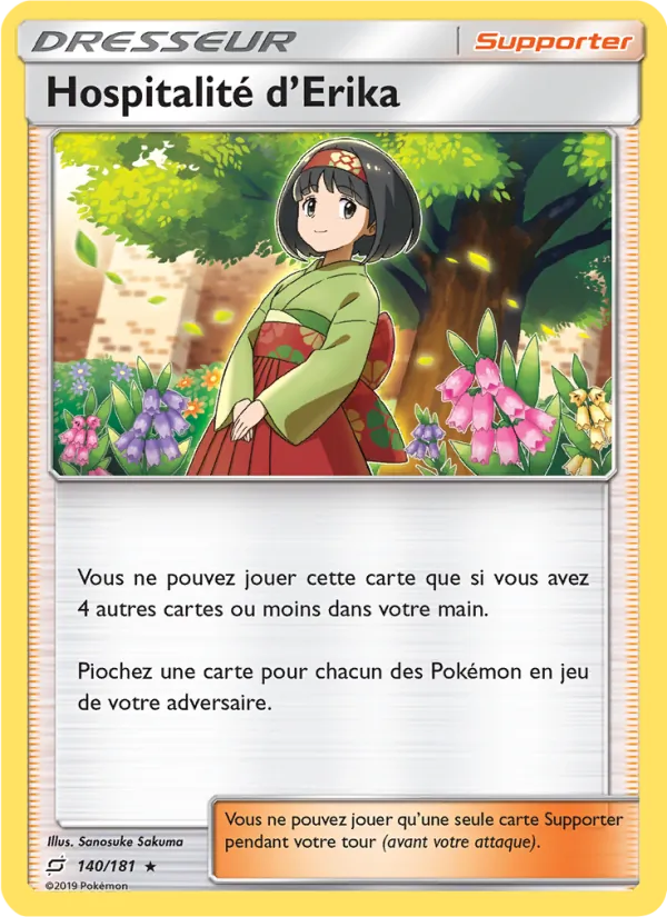 Carte Pokémon Hospitalité d’Erika de l'extension Duo de Choc