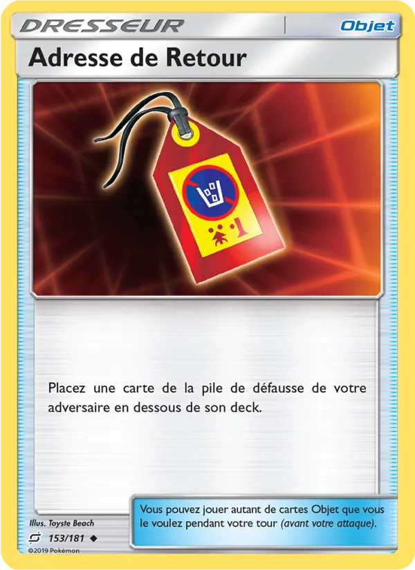 Carte Pokémon Adresse de Retour de l'extension Duo de Choc