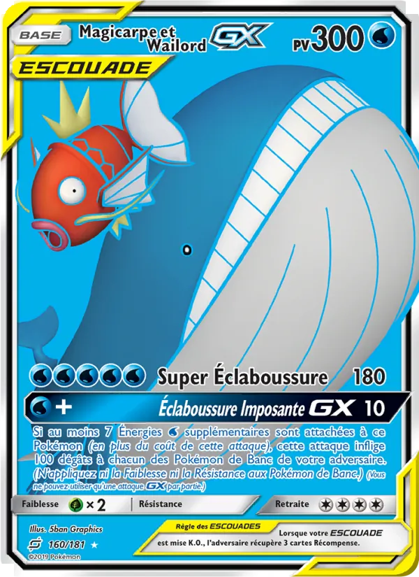 Carte Pokémon Magicarpe et Wailord GX de l'extension Duo de Choc