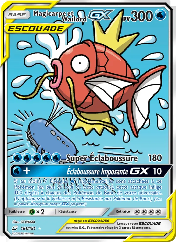 Carte Pokémon Magicarpe et Wailord GX de l'extension Duo de Choc