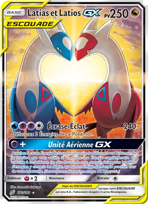 Carte Pokémon Latias et Latios GX de l'extension Duo de Choc