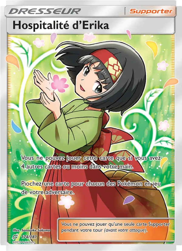 Carte Pokémon Hospitalité d’Erika de l'extension Duo de Choc