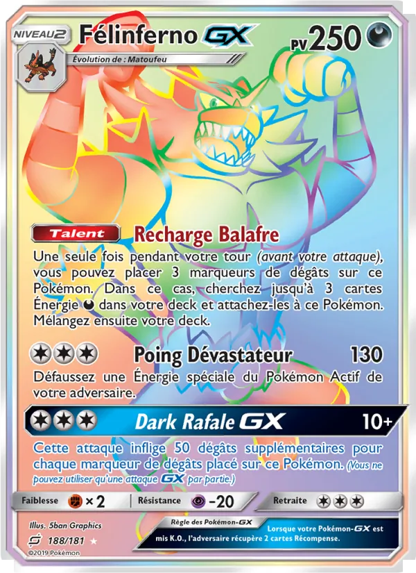 Carte Pokémon Félinferno GX de l'extension Duo de Choc
