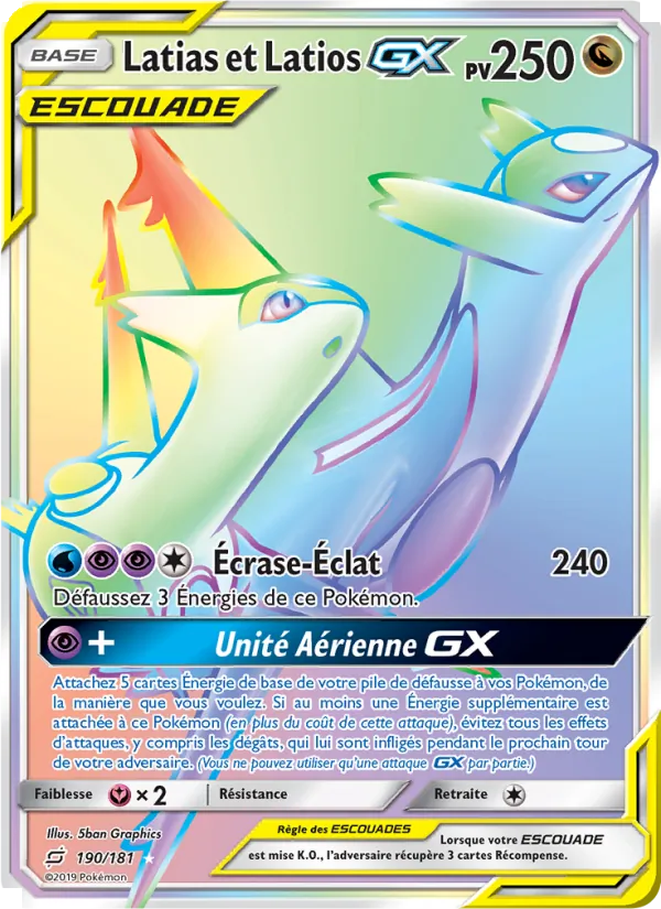 Carte Pokémon Latias et Latios GX de l'extension Duo de Choc