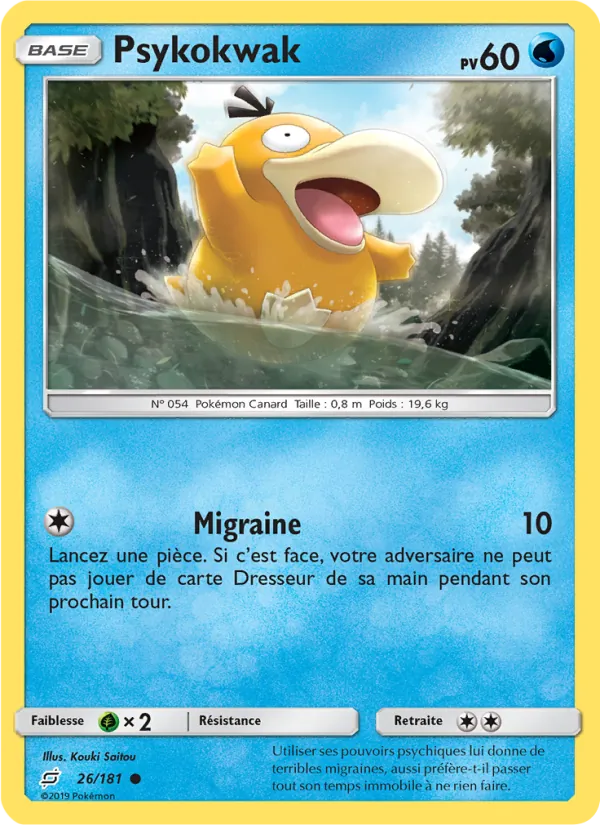 Carte Pokémon Psykokwak de l'extension Duo de Choc