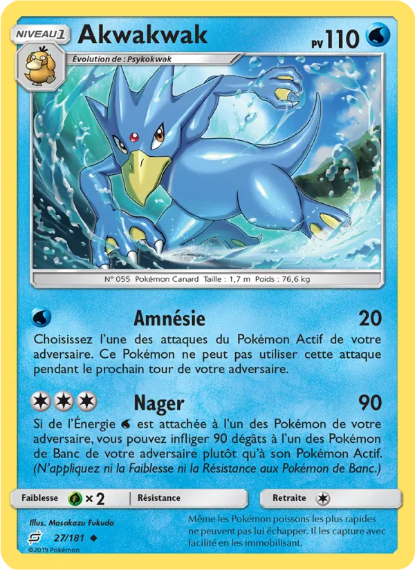 Carte Pokémon Akwakwak de l'extension Duo de Choc