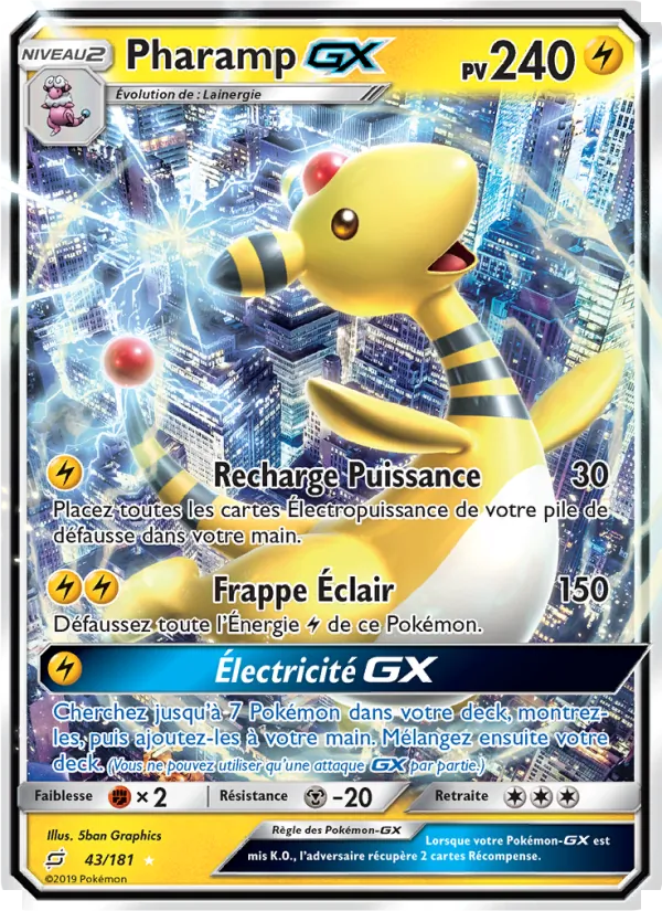 Carte Pokémon Pharamp GX de l'extension Duo de Choc