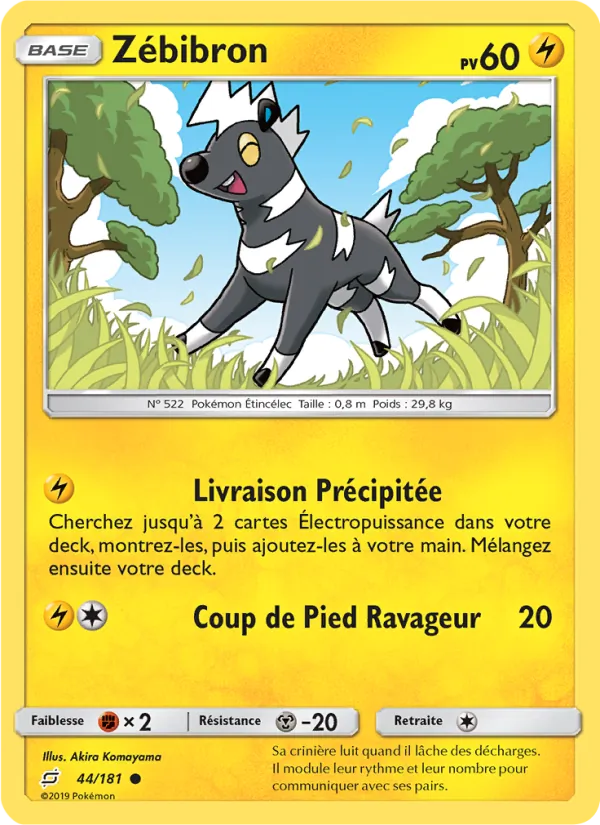 Carte Pokémon Zébibron de l'extension Duo de Choc