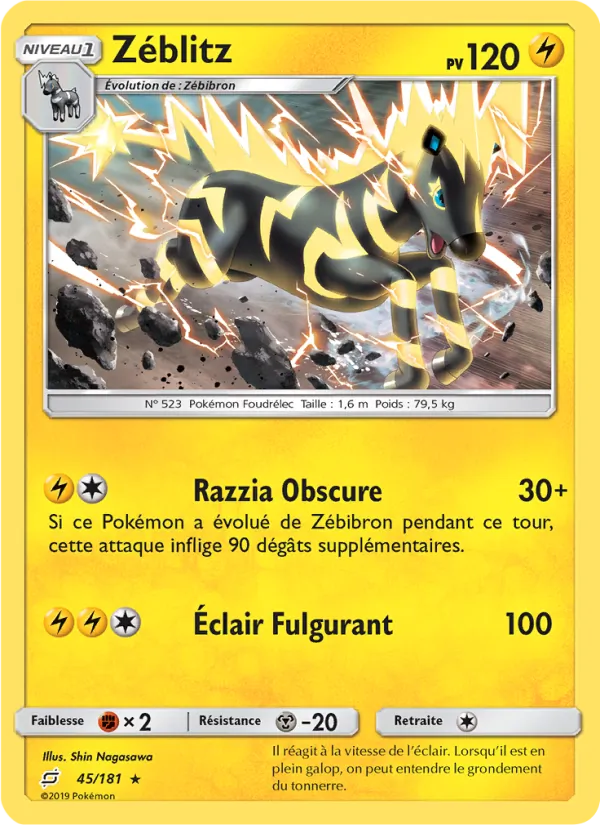 Carte Pokémon Zéblitz de l'extension Duo de Choc