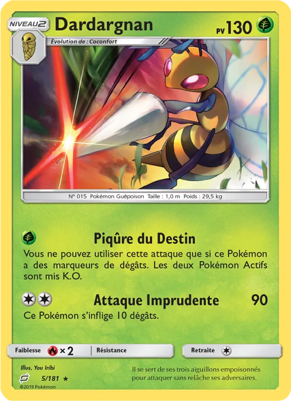 Carte Pokémon Dardargnan de l'extension Duo de Choc