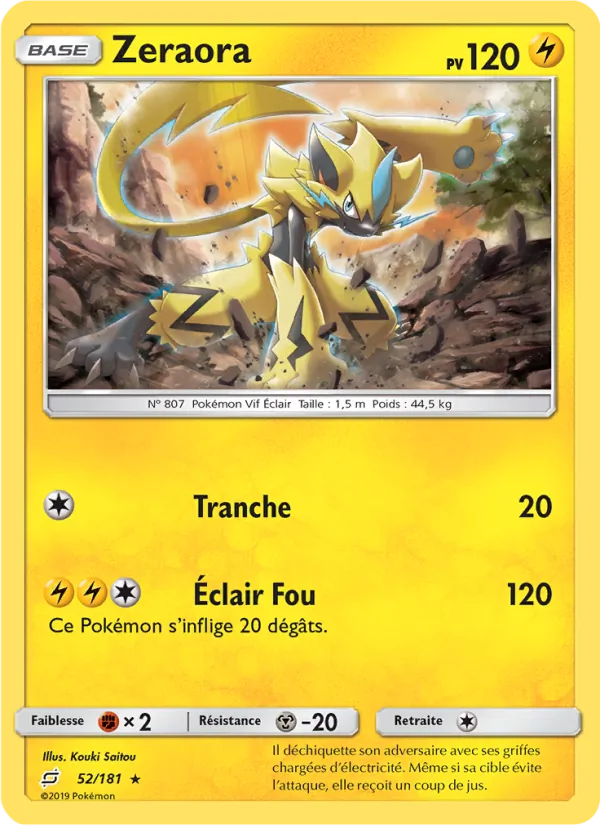 Carte Pokémon Zeraora de l'extension Duo de Choc