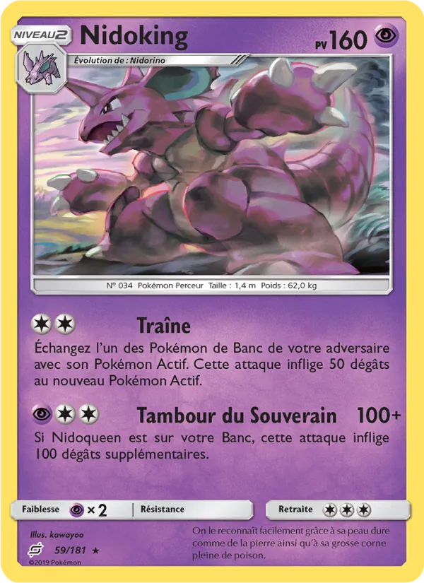 Carte Pokémon Nidoking de l'extension Duo de Choc