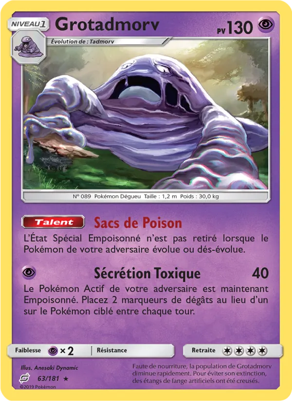 Carte Pokémon Grotadmorv de l'extension Duo de Choc