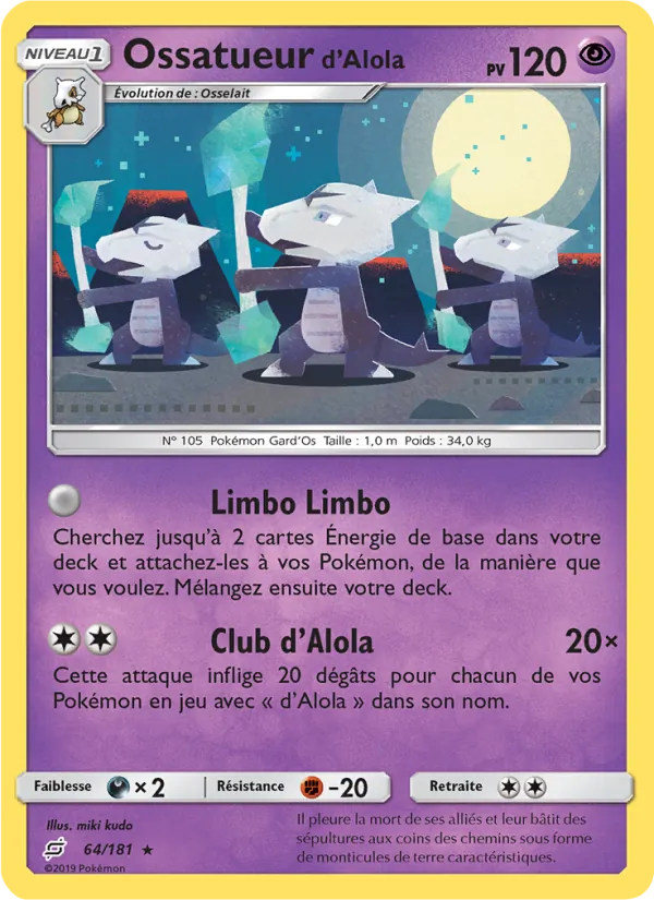 Carte Pokémon Ossatueur d’Alola de l'extension Duo de Choc