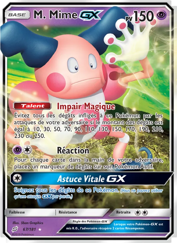 Carte Pokémon M. Mime GX de l'extension Duo de Choc