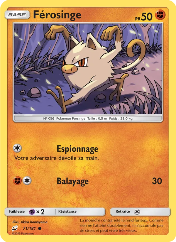 Carte Pokémon Férosinge de l'extension Duo de Choc