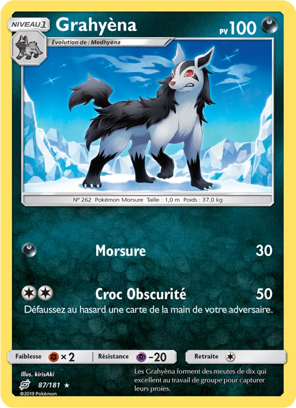 Carte Pokémon Grahyèna de l'extension Duo de Choc