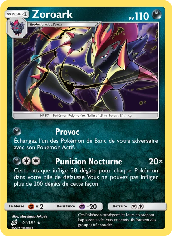 Carte Pokémon Zoroark de l'extension Duo de Choc